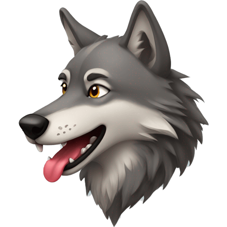 Wolf in love with hanging tongue emoji