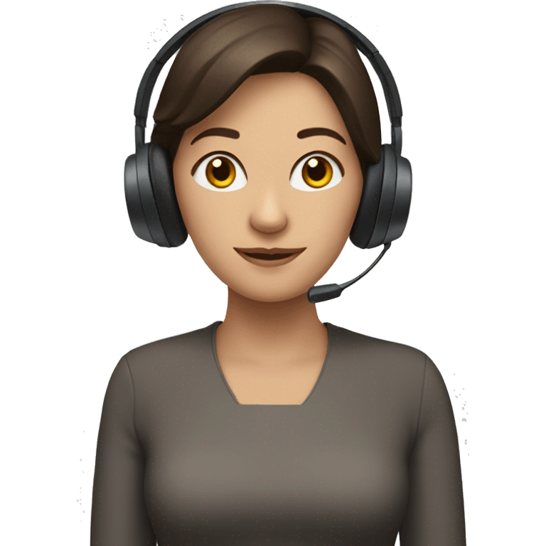 Brunette woman with headset on emoji