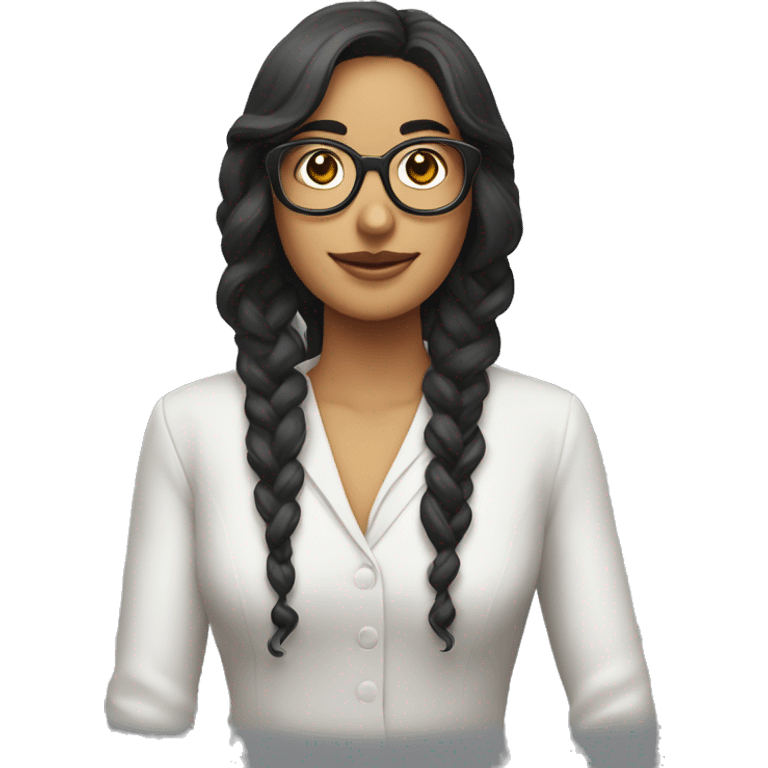 chica morena con rulos y lentes  emoji