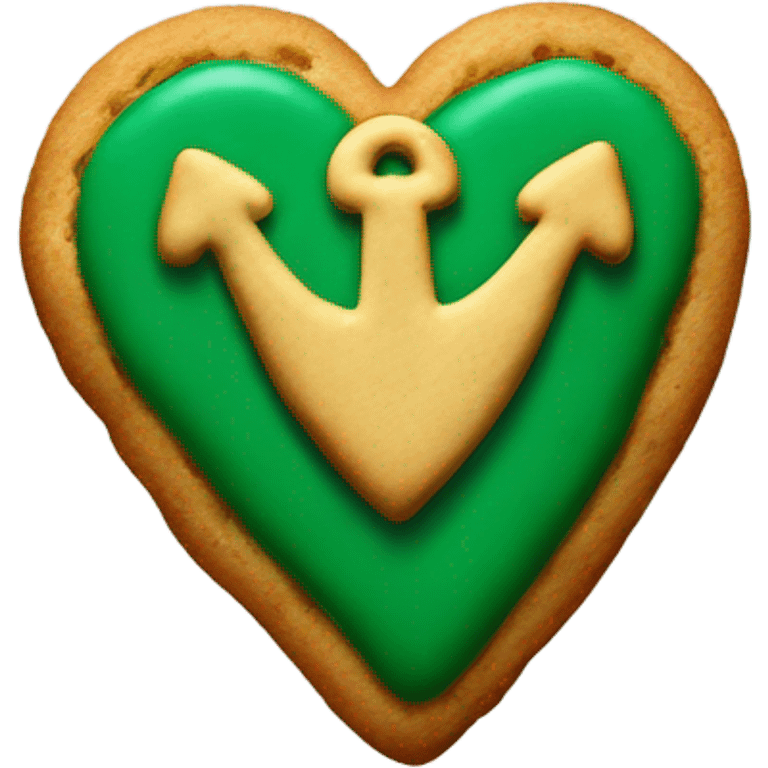 cookie heart with dark green anchor emoji