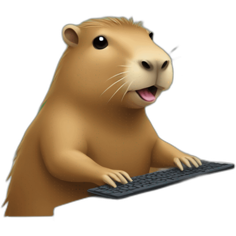 capybara typing in front of a computer emoji