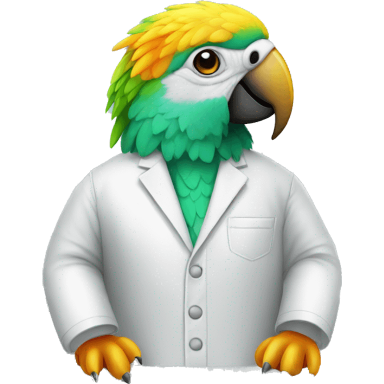 Parrot wearing a Clean room suit emoji