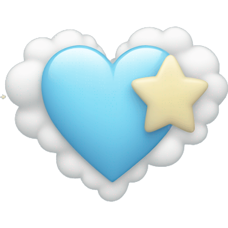 light blue heart with clouds and stars emoji