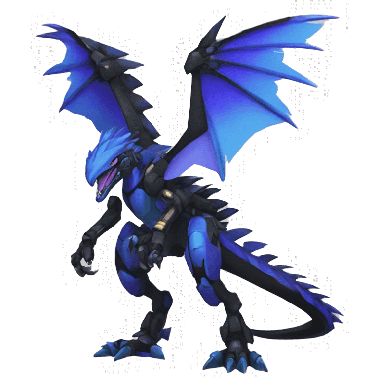  Cool Edgy Black Blue Purple Digimon-Fakemon-Raptor-Dragon-Mecha full body emoji