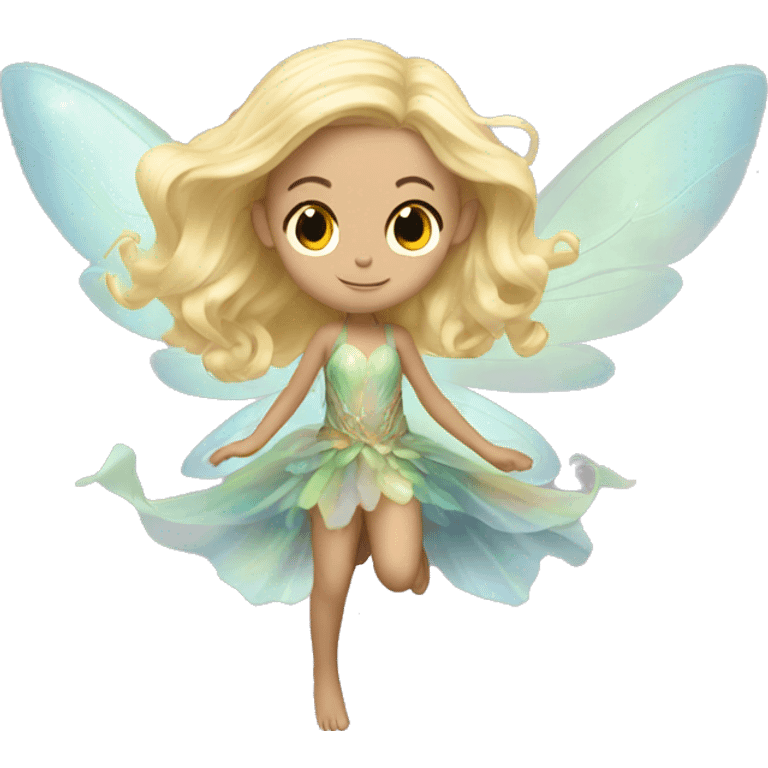 Iridescent fairy flying long hair blonde full body emoji