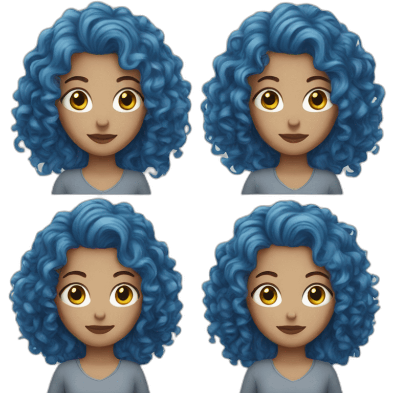 white girl with blue curly hair emoji