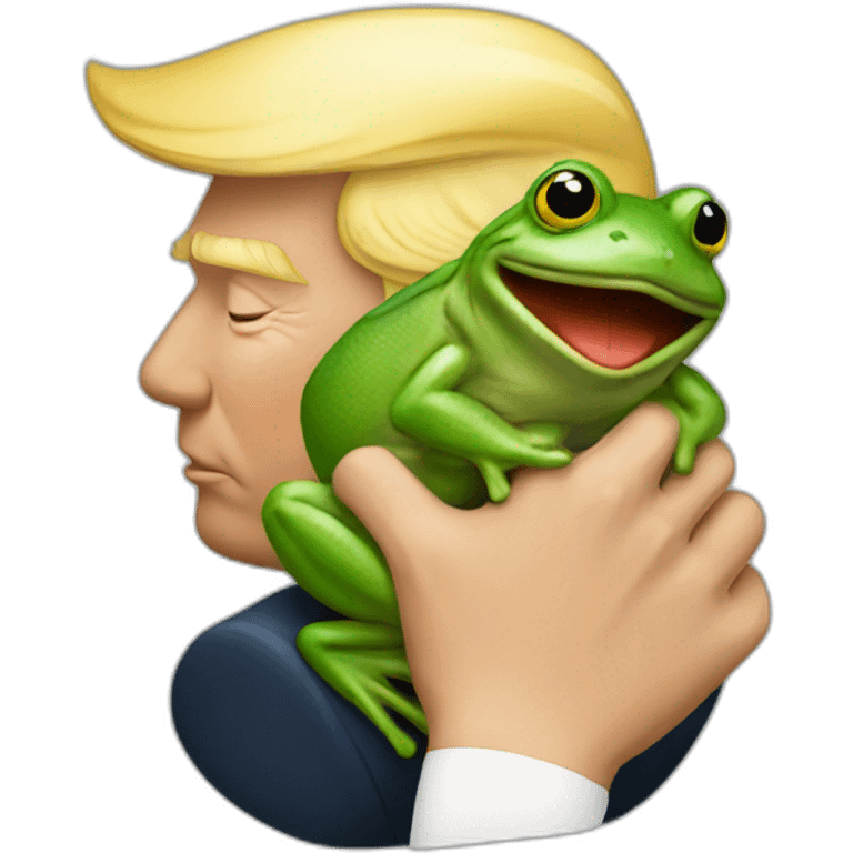 trump kissing a frog emoji