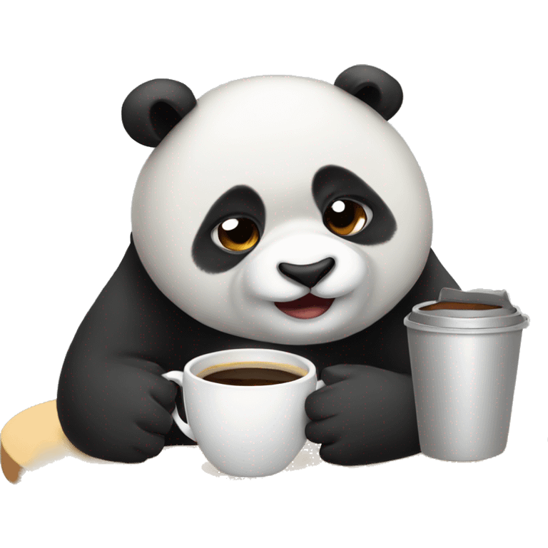 sleepy panda with cup of coffee  emoji