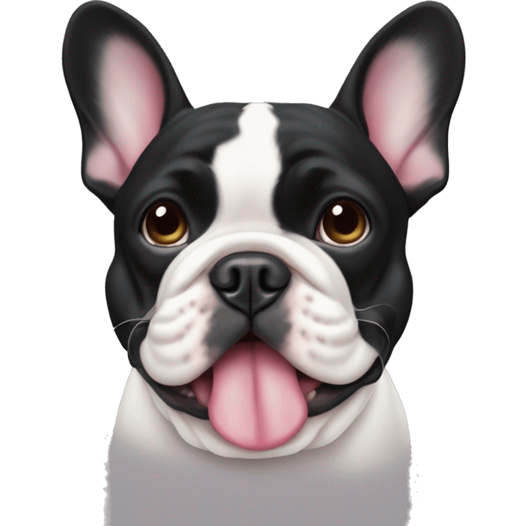 Black and white french bulldog with a ྀི emoji