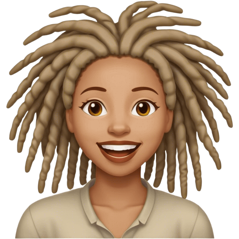 Black woman with locs happy emoji