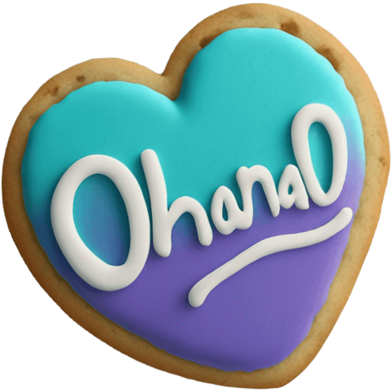 Teal purple Cookie heart with ohana emoji