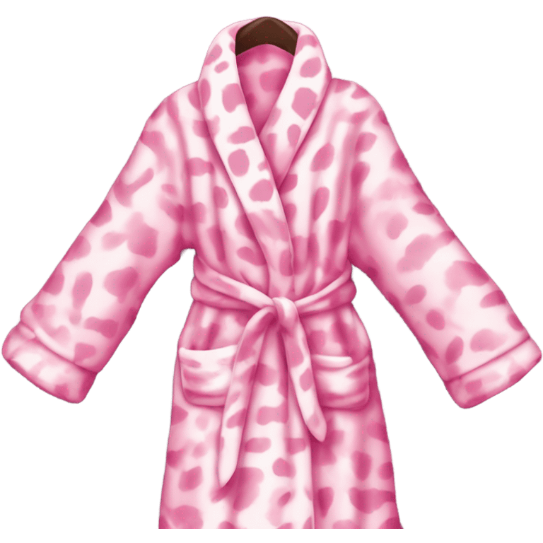 Pink robe with white Cheetah print ￼￼ emoji