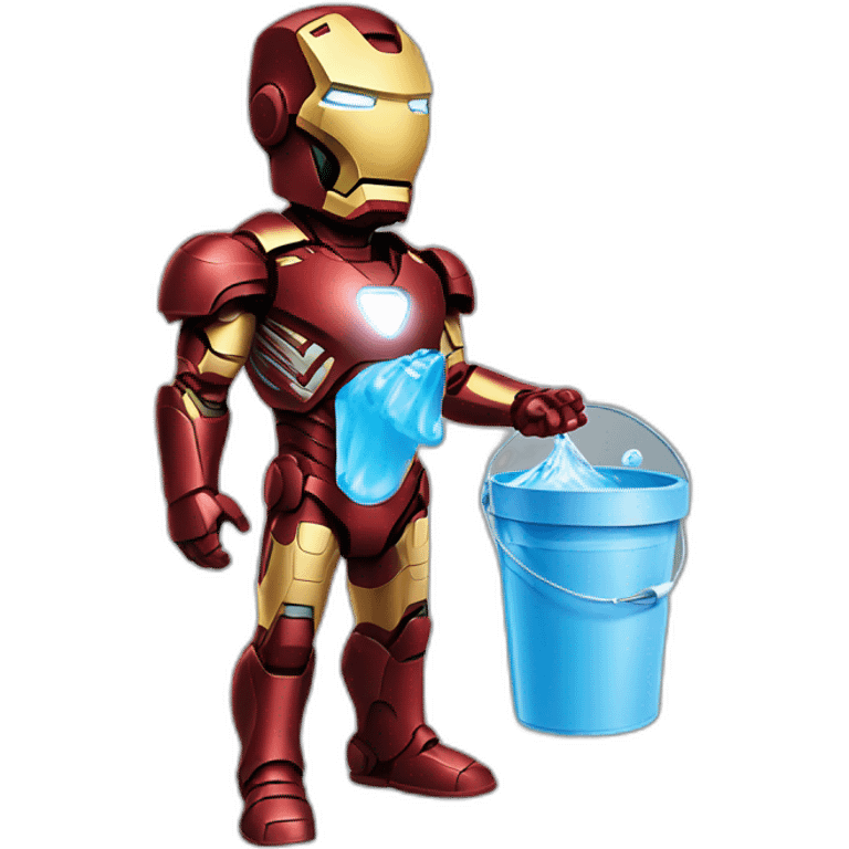 Iron man holding a bucket of water emoji