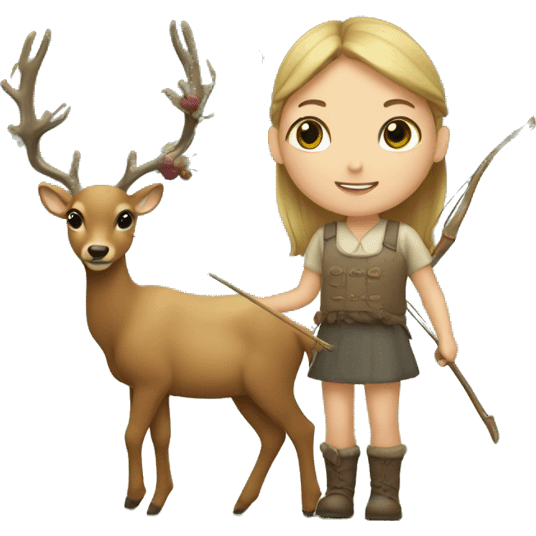 Girl harvesting a deer with a bow  emoji