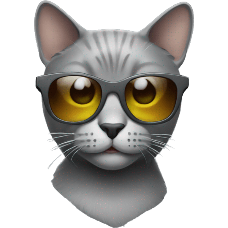 Grey cat with sunglasses emoji