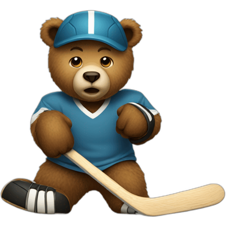 bear playing badly hockey emoji