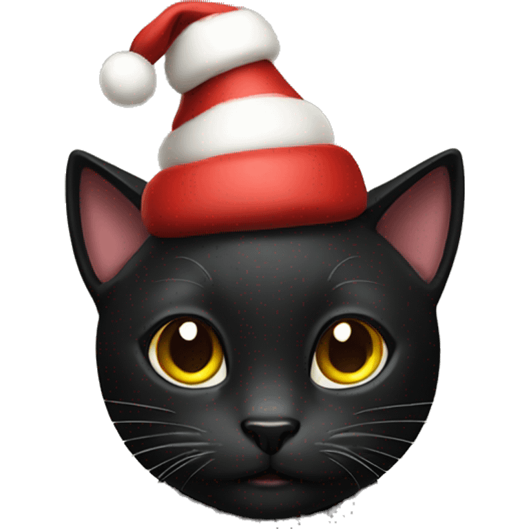 black cat with Christmas hat emoji