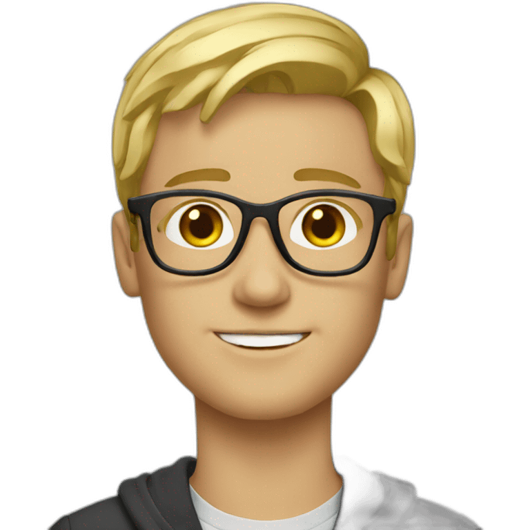 young blonde guy with gold glasses emoji