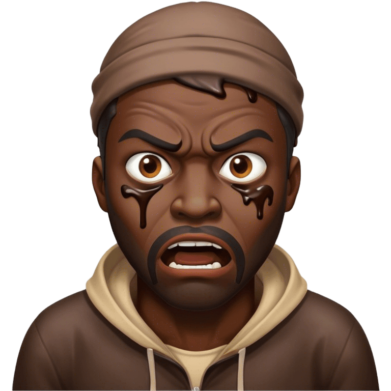 angry homeless black guy with chocolate icing on his face emoji