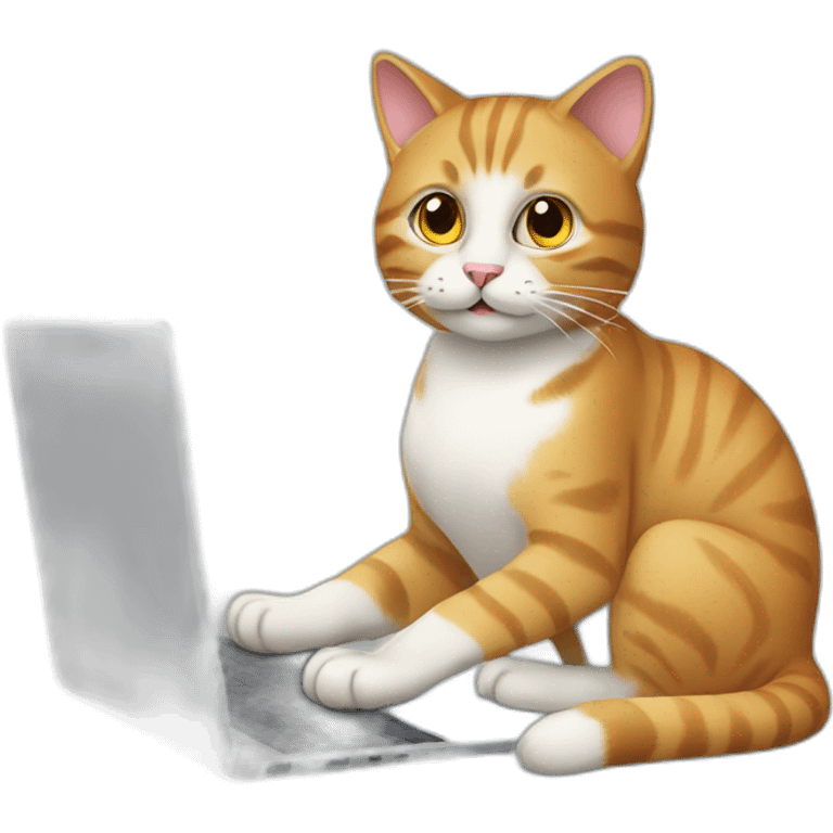 cat typing on laptop emoji