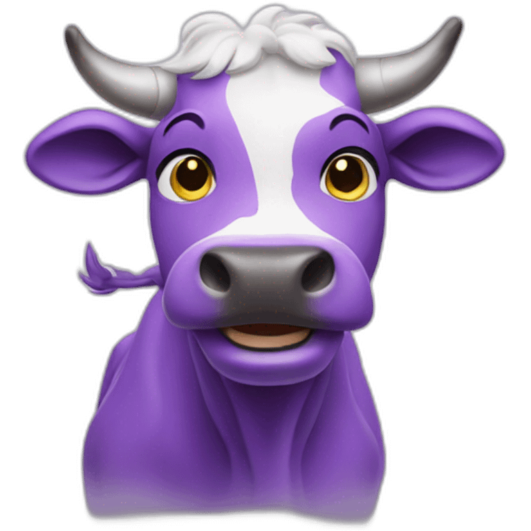 purple cow waving emoji