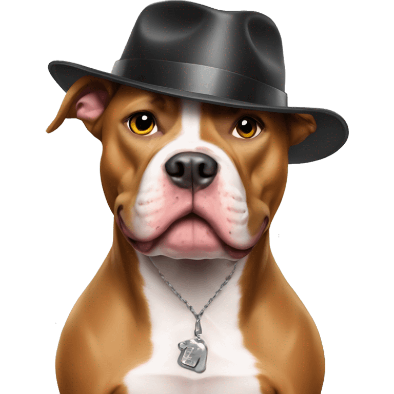 pitbull with gangster hat emoji