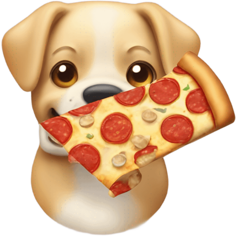 Perro comiendo pizza emoji