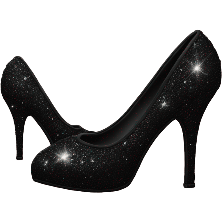 all black sparkly high heel emoji