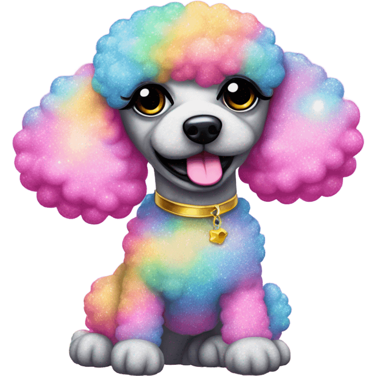 Lisa frank glitter poodle with clouds   emoji