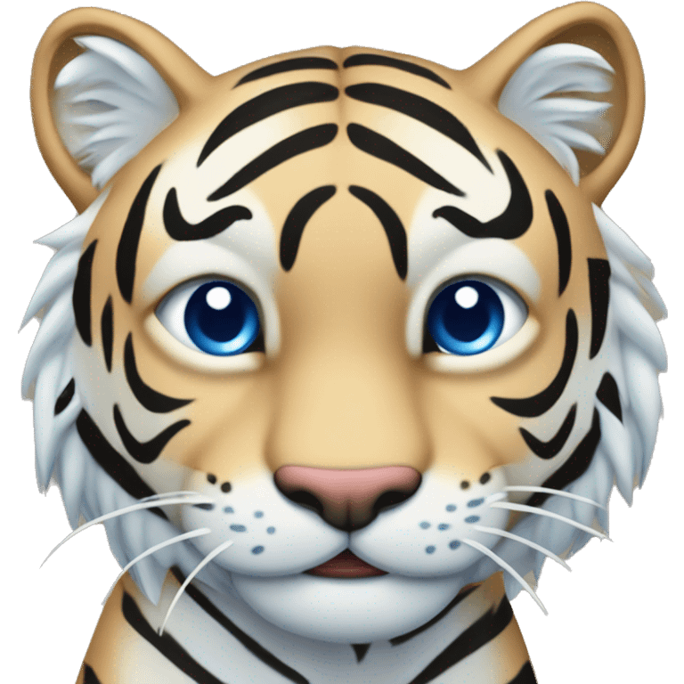 creame un tigre con rayas azul saltando a la derecha emoji