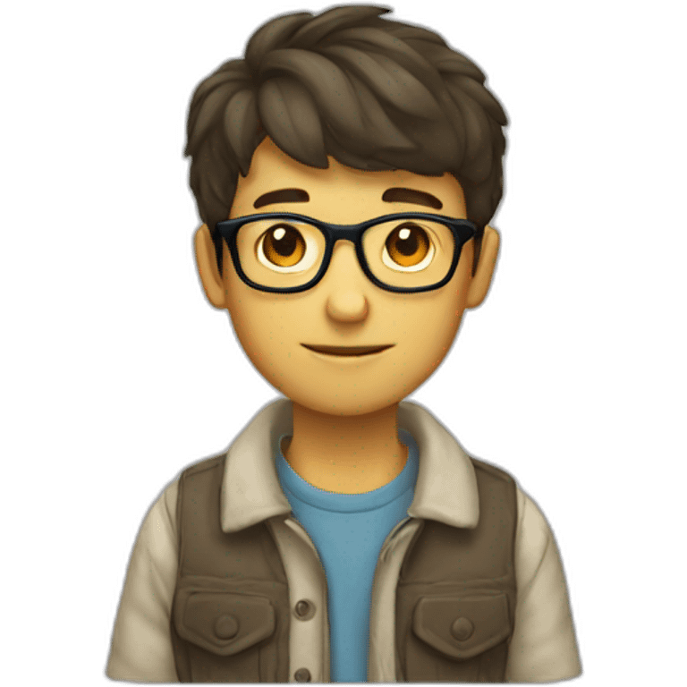 Boy with glasses short hair nerd emoji