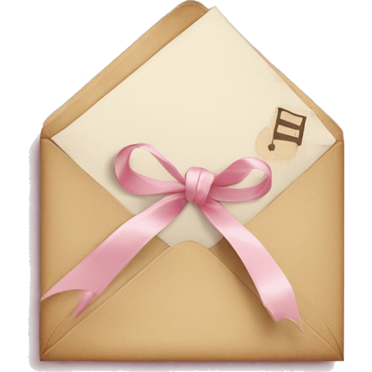 vintage love letters in envelope tied with a baby pink ribbon  emoji