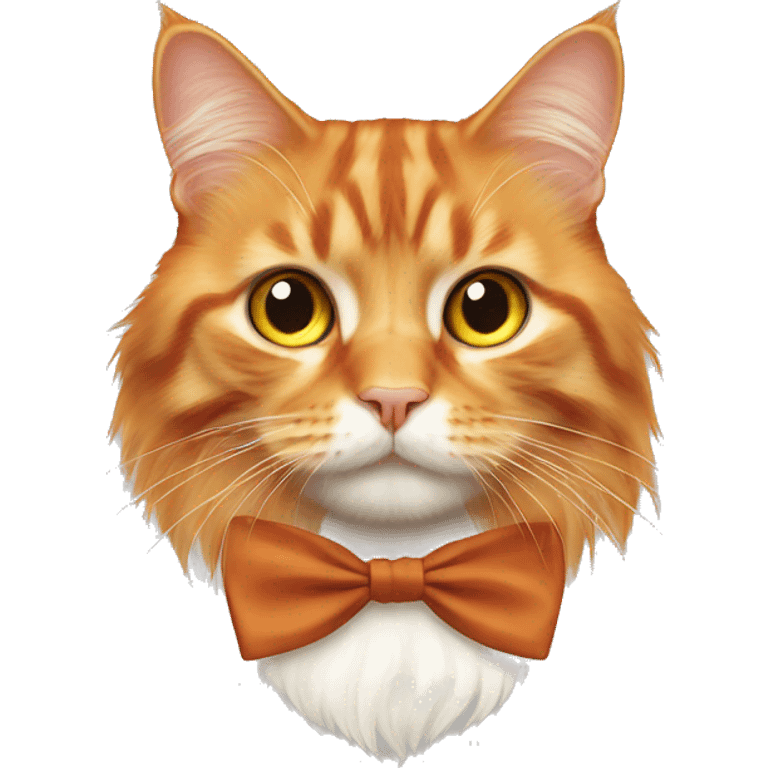 Orange long haired cat with a bow tie  emoji