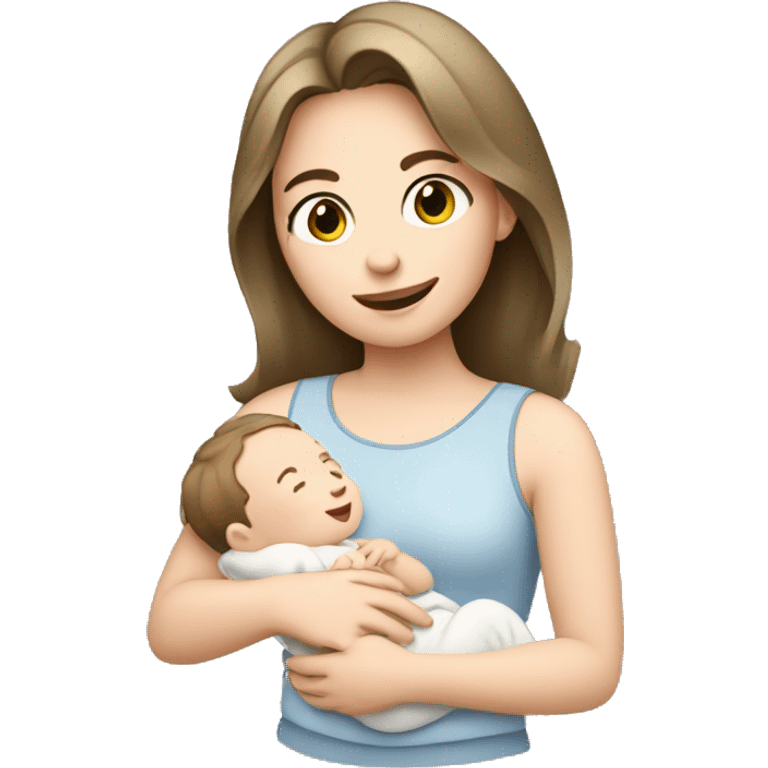 white pale brunette girl holding baby emoji