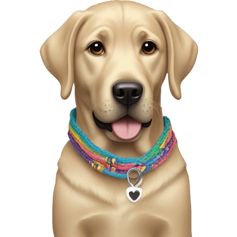 black labrador retriever with friendship bracelets emoji