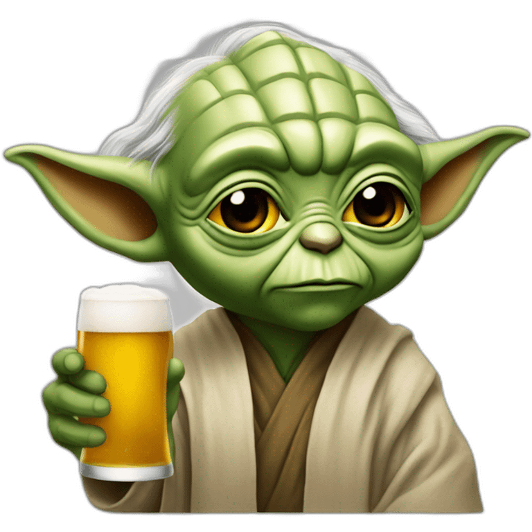 Yoda bois une bière emoji