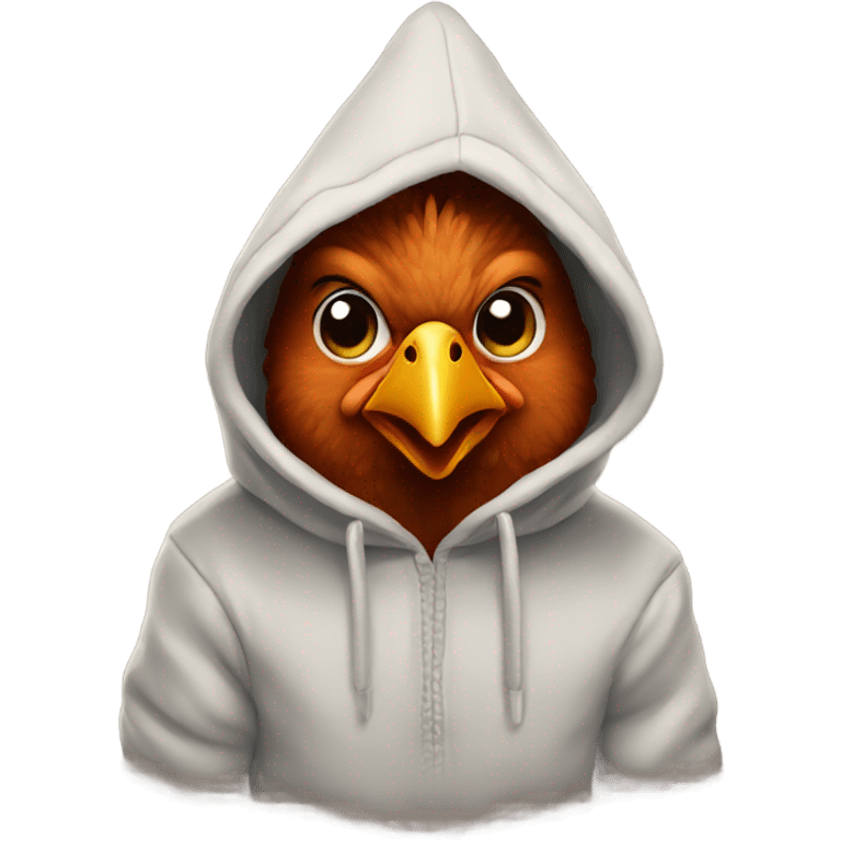 A chicken in a hoodie emoji