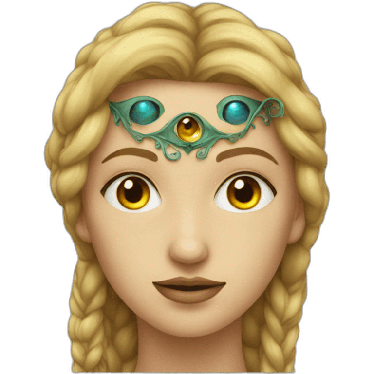 a Renaissance woman with three eyes and  emoji