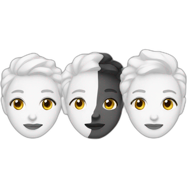 three faces white, black, non binary emoji