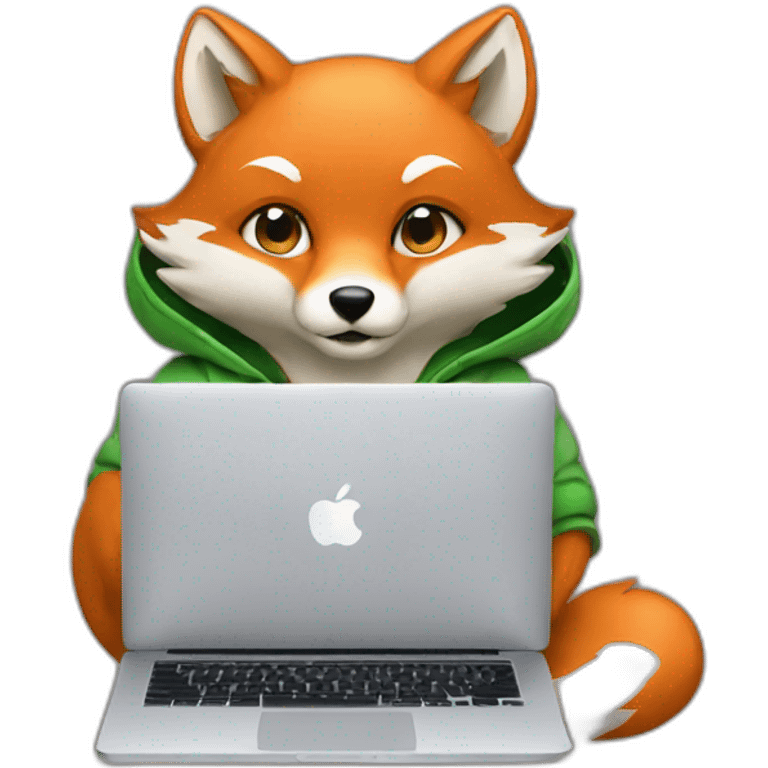 fox with hoodie and a macbook emoji