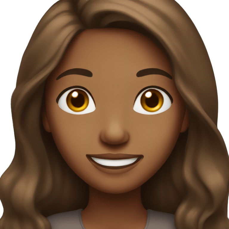 Medium brown Girl with long brown hair smiling  emoji