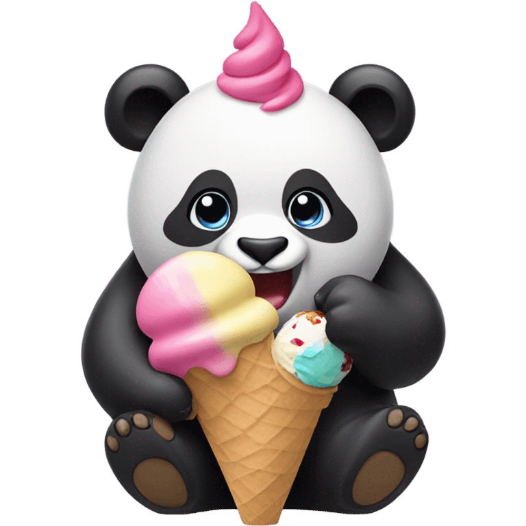 Panda eating ice cream emoji