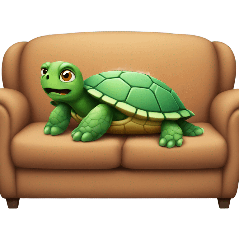 Turtle laying on couch scared emoji