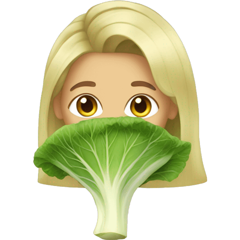 girl has cabbage as hair emoji