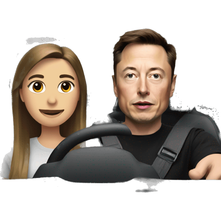 Elon musk driving a girl emoji