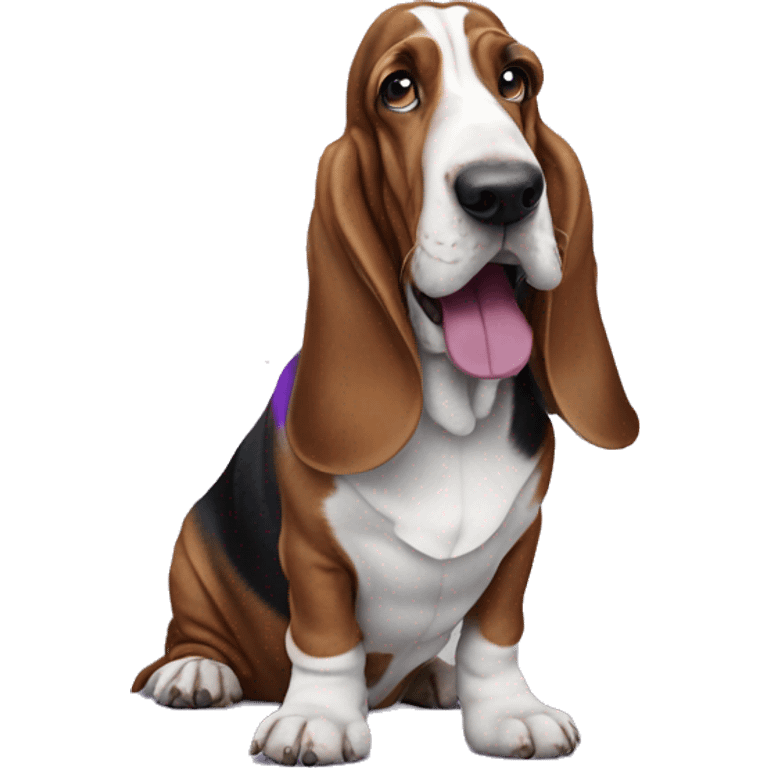 Basset hound partying purple blue emoji