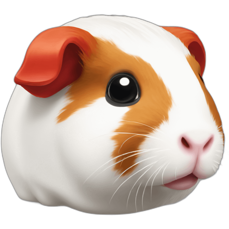 Guinea pig White and Red, its nose and bottom is red emoji