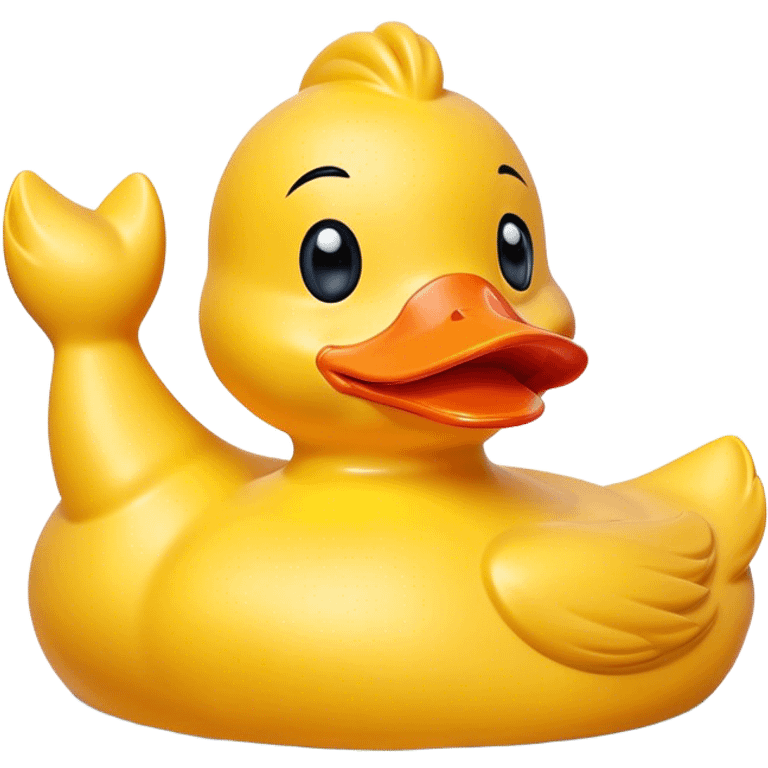 An yellow rubber duck doing a victory sign emoji