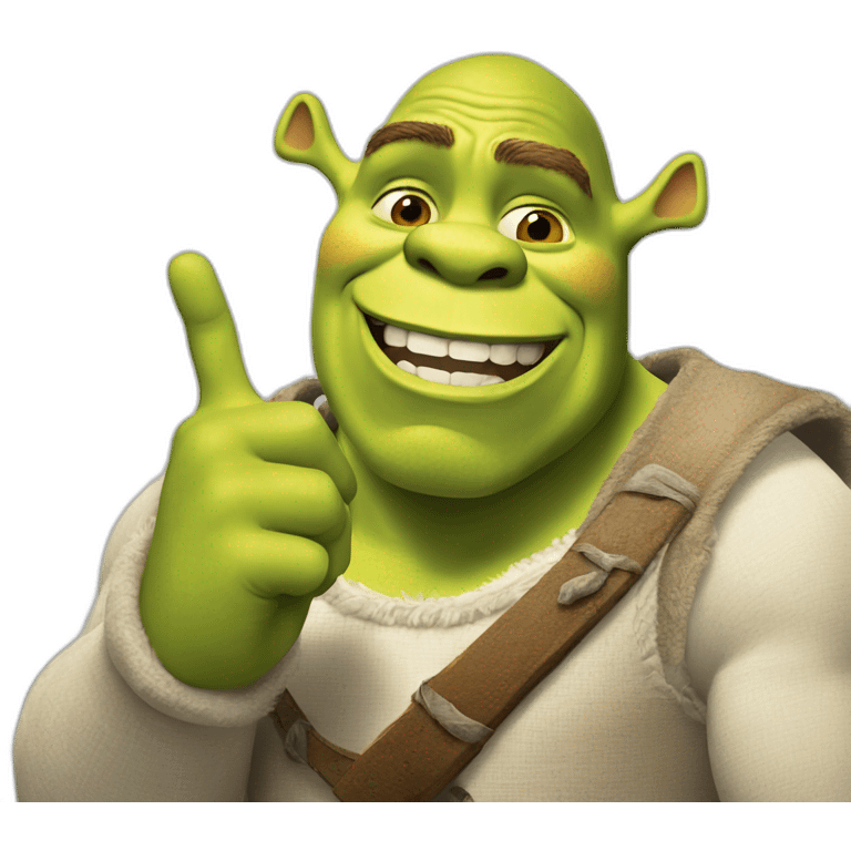 shrek doing a thunm finger emoji