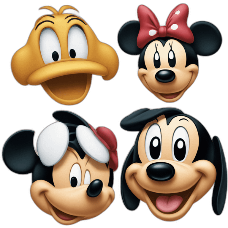 Mickey pluto and minnie and goofy emoji